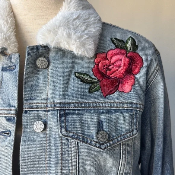 Rails Blue Denim Jacket with Pink Floral Detail - Picture 2 of 7
